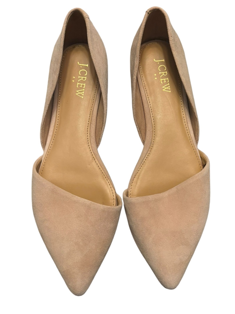 J.Crew Zoe Suede d’Orsay Pointed Toe Flats Nude Beige Size 7